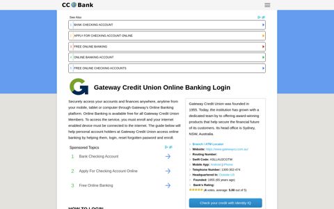 Gateway Credit Union Online Banking Login - CC Bank