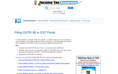 Filing GSTR-3B in GST Portal - Income Tax Management