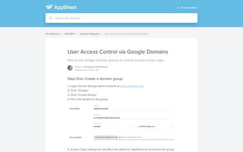 User Access Control via Google Domains | AppSheet Help ...