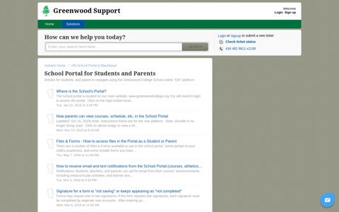 School Portal for Students and Parents : Greenwood Support