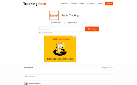 Fetchr tracking-trackingmore