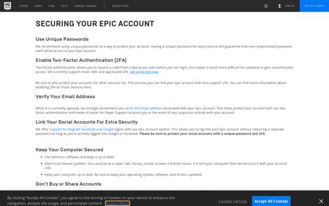 Epic Games Account Security - Epic Games Store