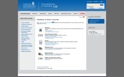 E-Resources: databases, e-journals, e-books - UB Frankfurt