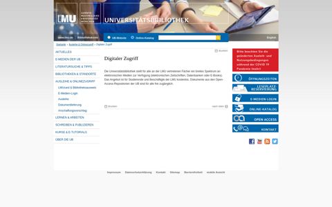 Digitaler Zugriff - Universitätsbibliothek der LMU - LMU München