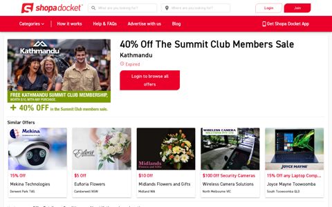 40% Off The Summit Club Members Sale from Kathmandu