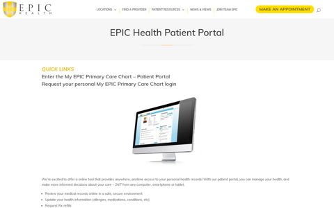 Patient Portal – Personal Health Records – EPIC Primary Care