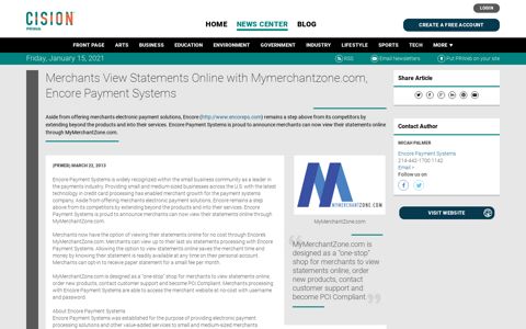 Merchants View Statements Online with Mymerchantzone.com ...