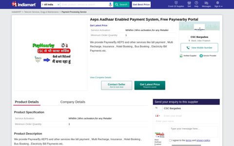 Aeps Aadhaar Enabled Payment System, Free Paynearby Portal