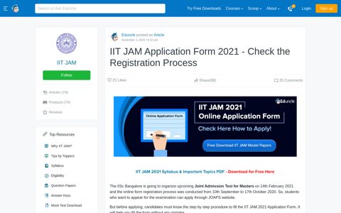 IIT JAM Application Form 2021 - Check the Registration Process