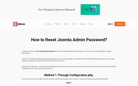 How to Reset Joomla Admin Password? - Balbooa
