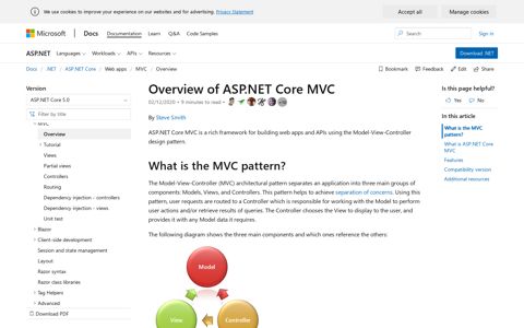 Overview of ASP.NET Core MVC | Microsoft Docs