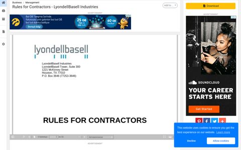 Rules for Contractors - LyondellBasell Industries - Studylib
