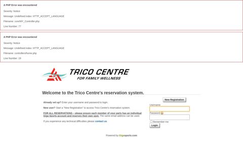the Trico Centre's reservation system. - Gigasports ...