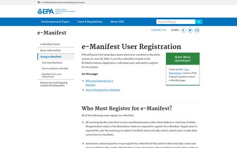 e-Manifest User Registration | The Hazardous Waste ... - EPA