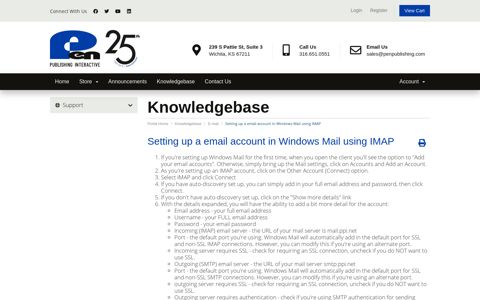 Setting up a email account in Windows Mail using IMAP ...