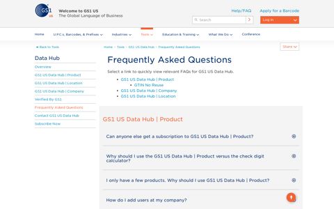 GS1 US Data Hub – Frequently Asked Questions