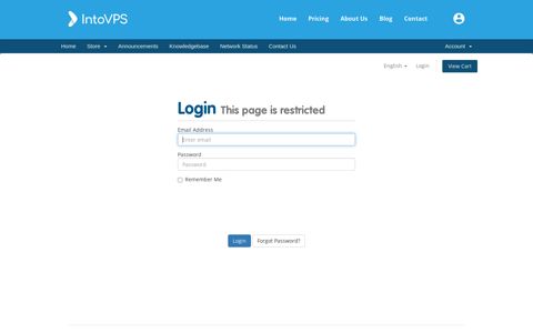 Login This page is restricted - IntoVPS