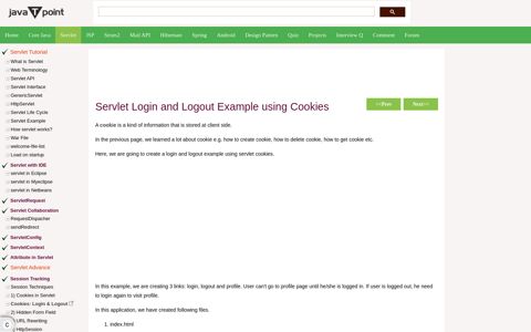 Servlet Login and Logout Example using Cookies - javatpoint
