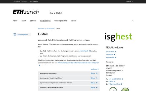 E-Mail – ISG D-HEST | ETH Zürich
