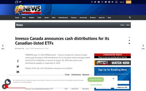 Invesco Canada announces cash distributions for its ...