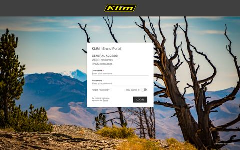KLIM | Brand Portal - login