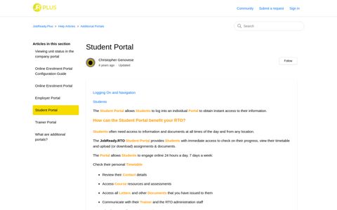 Student Portal – JobReady.Plus