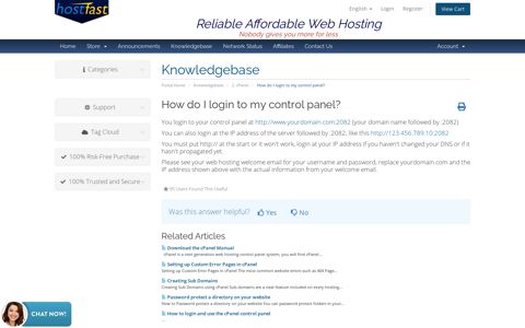 How do I login to my control panel? - Knowledgebase - HostFast