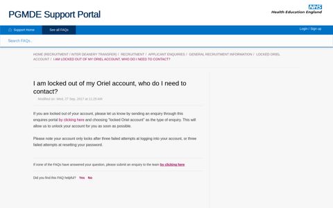 I am locked out of my Oriel account, who do I need to ... - Support