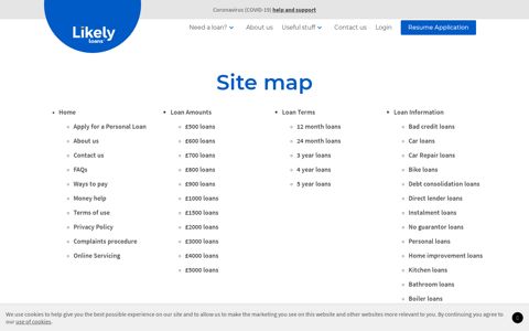 Site Map | Likely Loans