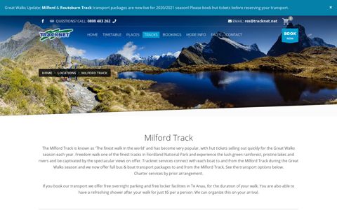 Milford Track | Transport Packages | Tracknet Transport