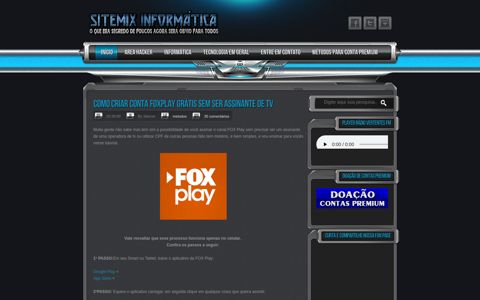 Como criar conta Foxplay grátis sem ser ... - Sitemix Informática