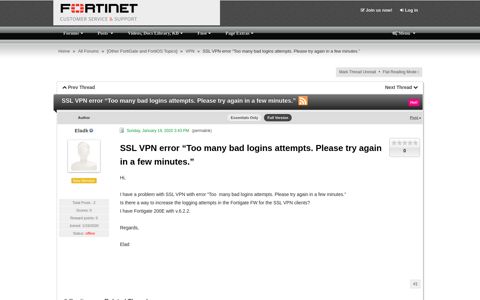SSL VPN error “Too many bad logins attempts. Please try ...