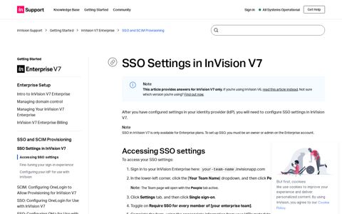 SSO Settings in InVision V7 – InVision Support