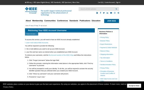 Retrieving Your IEEE Account Username - IEEE