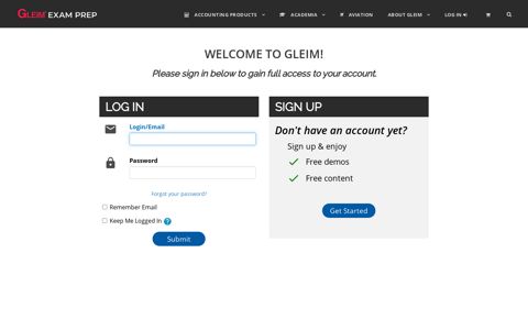Gleim Account: My Account Login