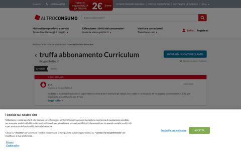truffa abbonamento Curriculum - Reclamo contro ilcvperfetto.it ...