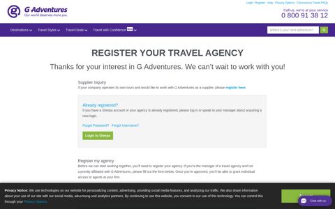 Register your Travel Agency - G Adventures