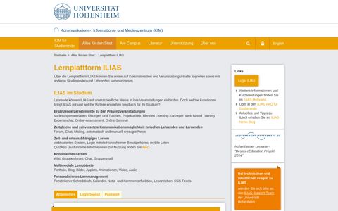 Lernplattform ILIAS - Universität Hohenheim