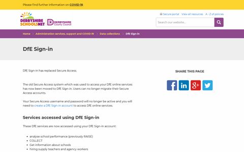 DfE Sign-in - Derbyshire Schools Net