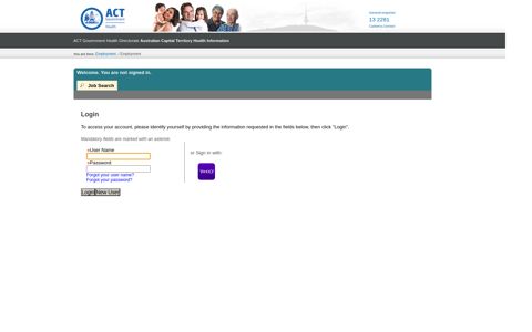 ACT Government Health Directorate Australian ... - User Sign In