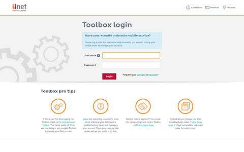 iiNet Toolbox: Login