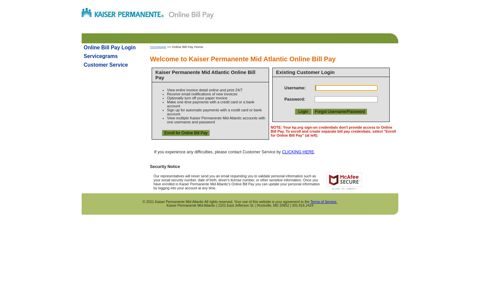 Kaiser Permanente Mid Atlantic - Online Bill Pay - OnlineBiller