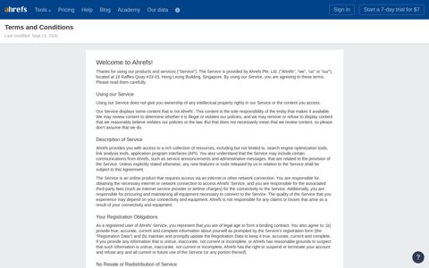 Terms and Conditions - Ahrefs