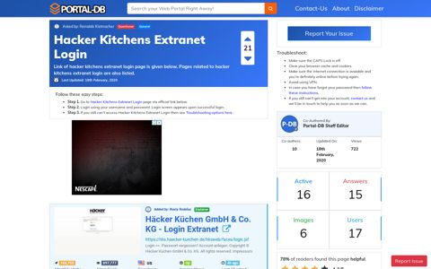 Hacker Kitchens Extranet Login - Portal-DB.live