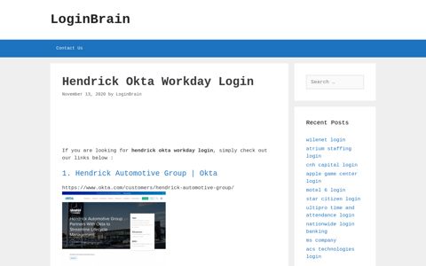 hendrick okta workday login - LoginBrain