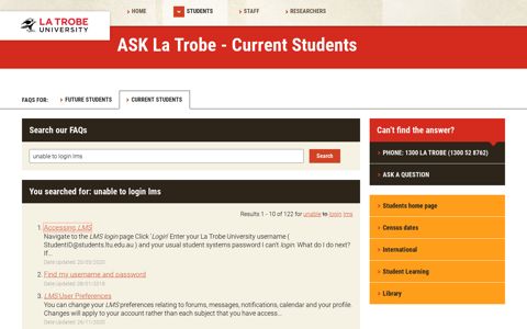 unable to login lms - FAQs for Current Students, La Trobe ...