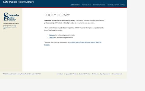 Policy Library - CSU Pueblo