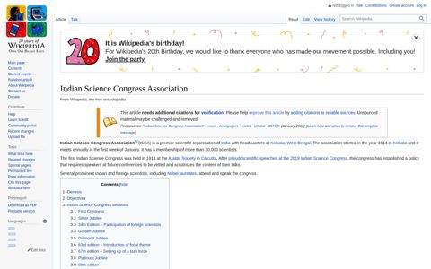 Indian Science Congress Association - Wikipedia