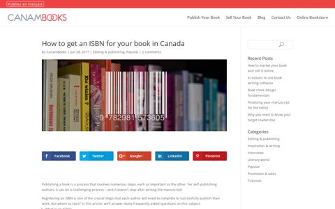 How to get an ISBN for your book in Canada - CanamBooks