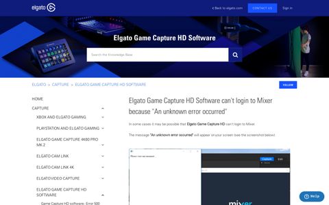 Elgato Game Capture HD Software can't login to Mixer because